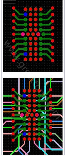 焊盤內(nèi)過孔用于內(nèi)部，而外部引腳在0.5mm柵格上扇出-深圳宏力捷