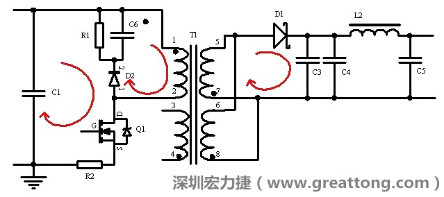 元件布局的時候，要優(yōu)先考慮高頻脈沖電流和大電流的環(huán)路面積，盡可能地減小,以抑制開關(guān)電源的輻射干擾