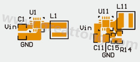 為降低 EMI 的電感與 RC 緩沖配置及連結